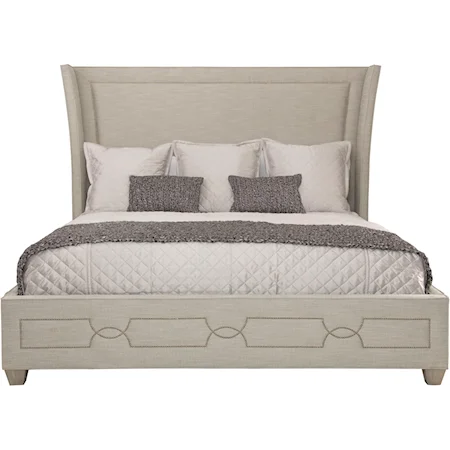King Upholstered Bed with Decorative Nailhead Designs